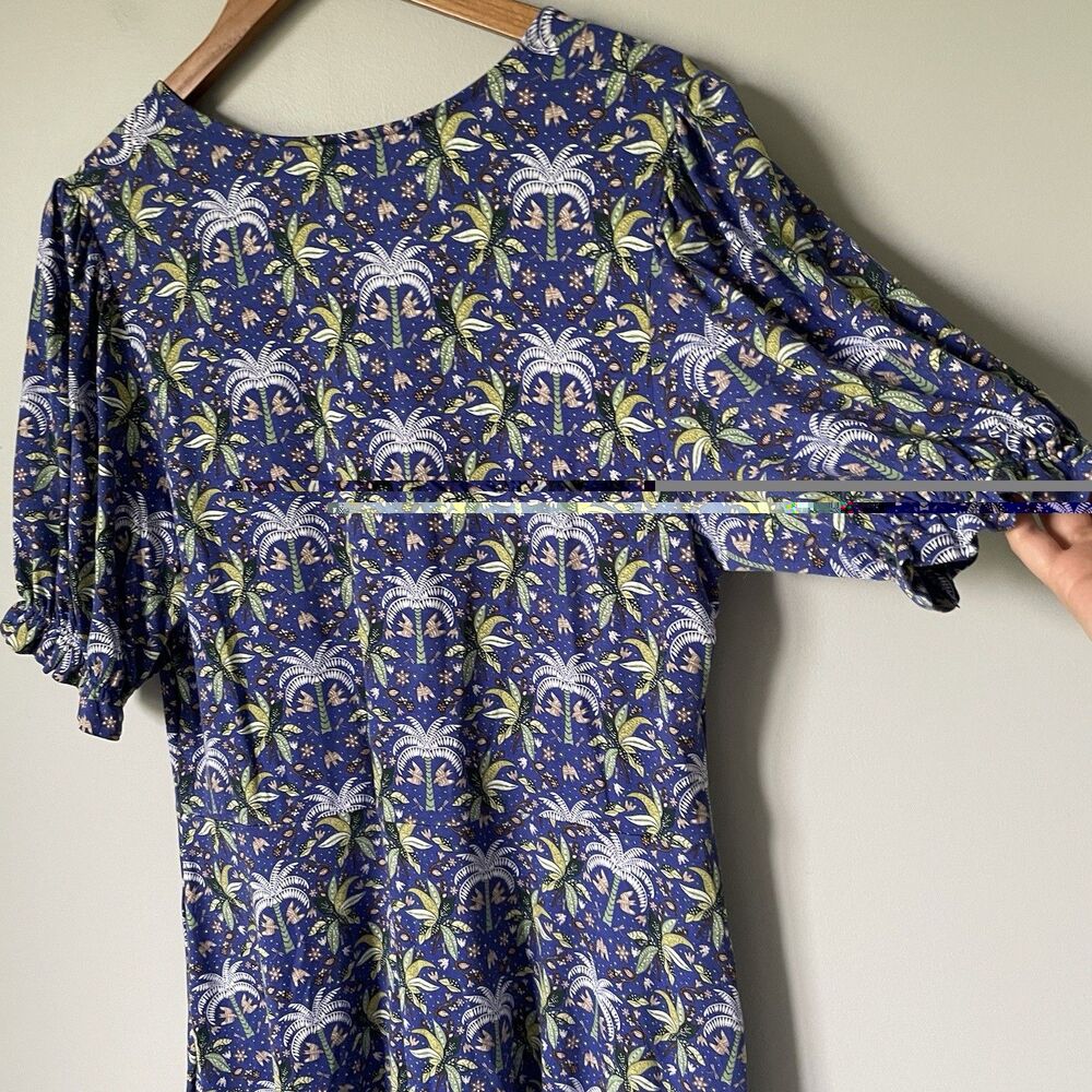 Boden Midi Sundress Tropical Palm Tree Print Purple Green Women's Size 12 Reg - Picture 4 of 12
